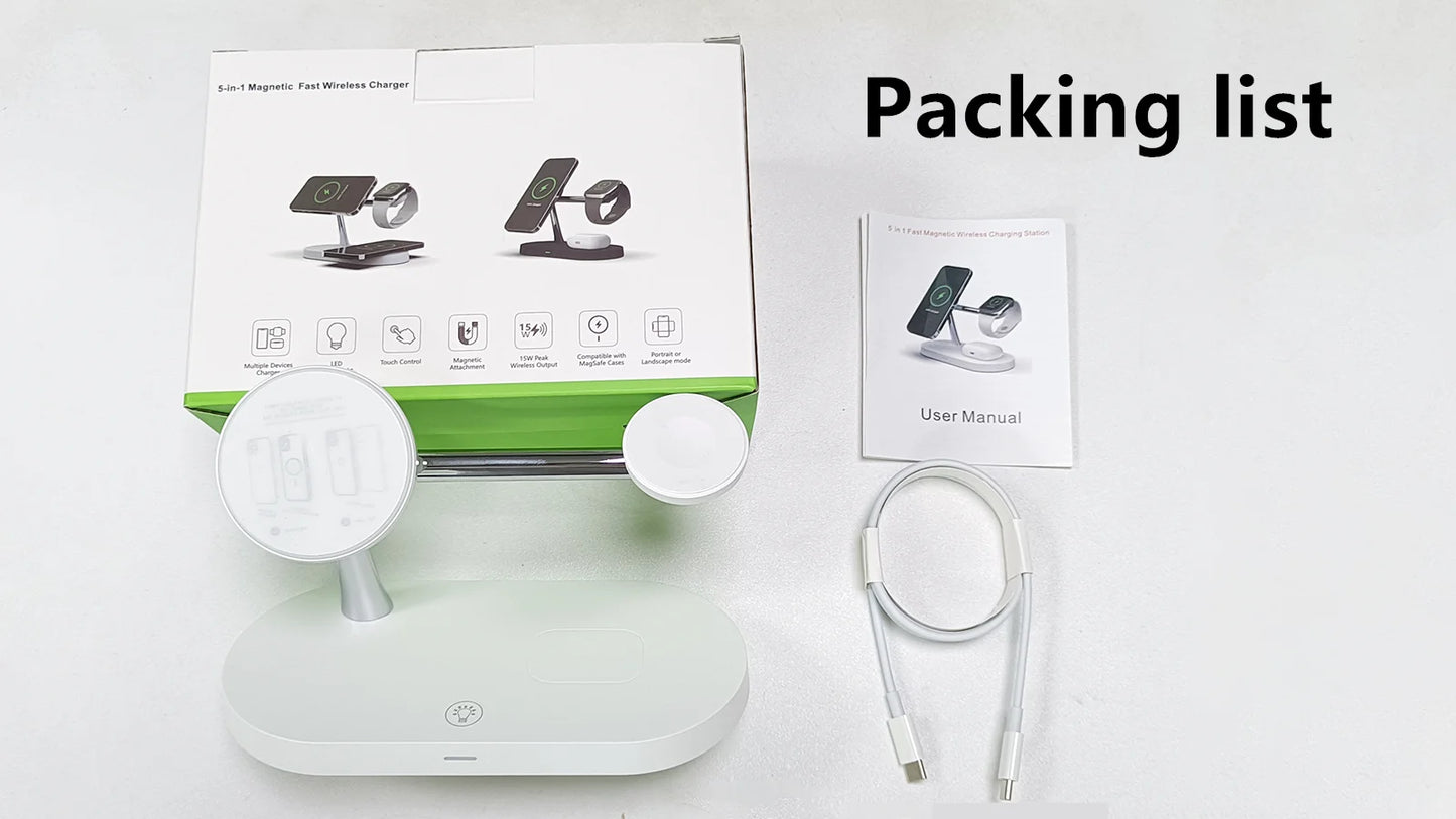 Cargador inalámbrico 3 en 1 compatible con iPhone, AirPods y Apple watch