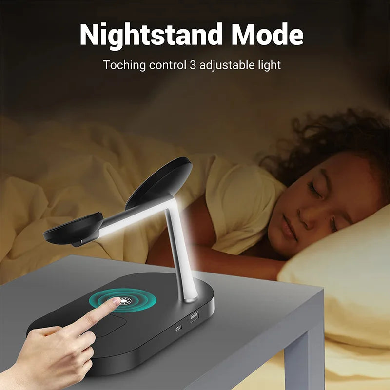 Cargador inalámbrico 3 en 1 compatible con iPhone, AirPods y Apple watch