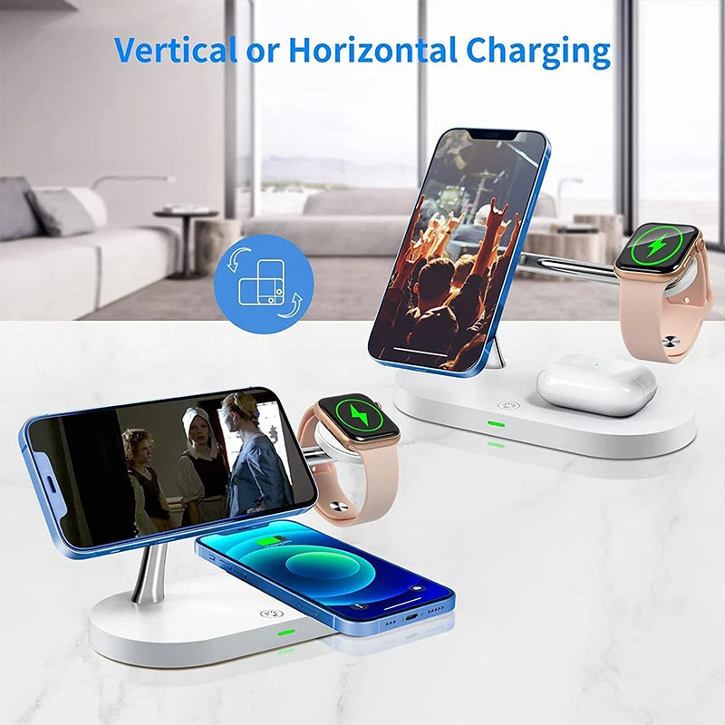 Cargador inalámbrico 3 en 1 compatible con iPhone, AirPods y Apple watch