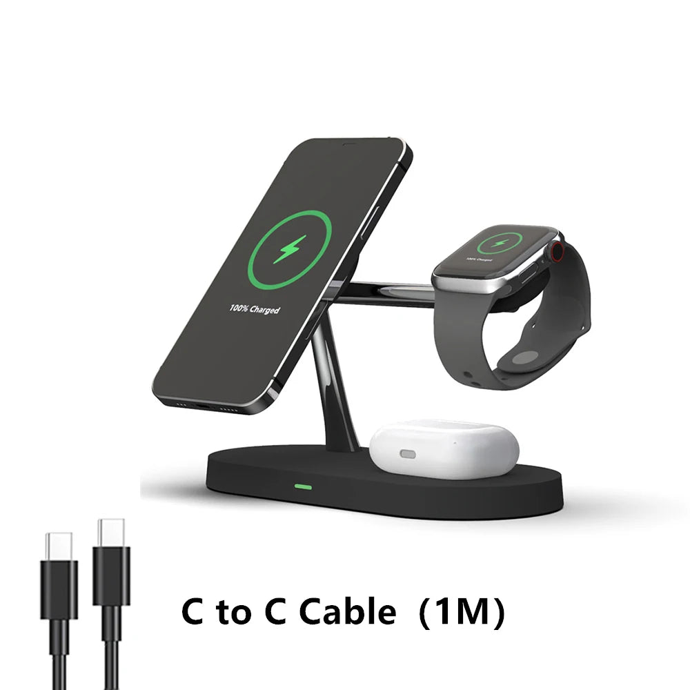 Cargador inalámbrico 3 en 1 compatible con iPhone, AirPods y Apple watch