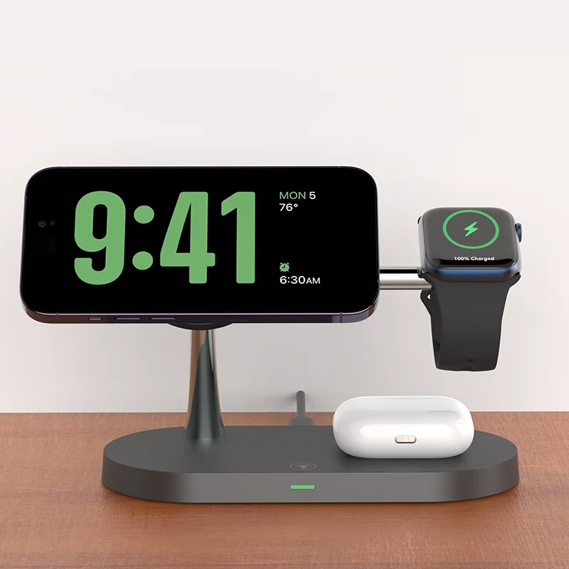 Cargador inalámbrico 3 en 1 compatible con iPhone, AirPods y Apple watch